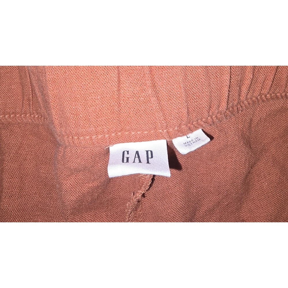 Gap Linen Blend Burnt Orange Pants Pockets Spring Travel Resort Womens Sz L - Picture 3 of 11